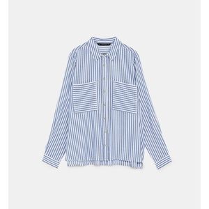Blue and White Striped Zara Button Dow